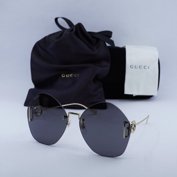 Gucci GG1203S 002 Round Sunglasses - Gold / Grey main image 8